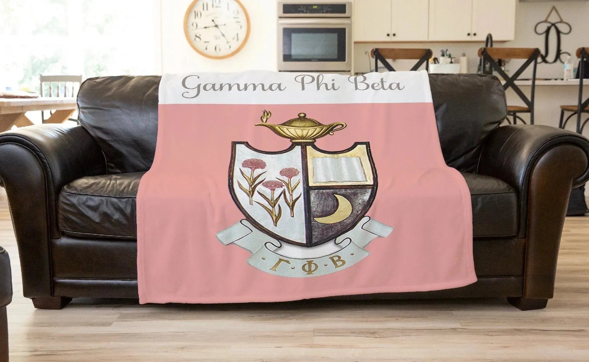 Gamma Phi Beta XL 60x80 Sherpa Blanket - Crest Wide Band Throw Blankets