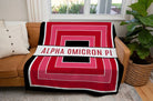 Alpha Omicron Pi XL 60x80 Sherpa Throw Blanket - Geo Throw Blankets
