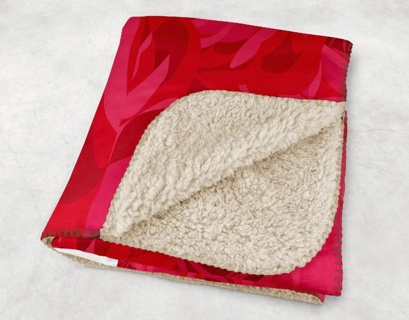 Alpha Omicron Pi XL 60x80 Sherpa Blanket Rose Pattern Wide Band Throw Blankets