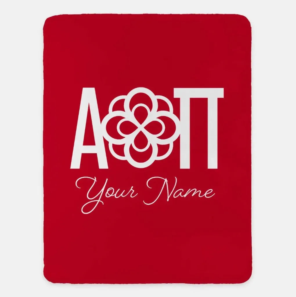 Personalized Alpha Omicron Pi XL 60x80 Sherpa Blanket - Greek Letters Cardinal Throw Blankets