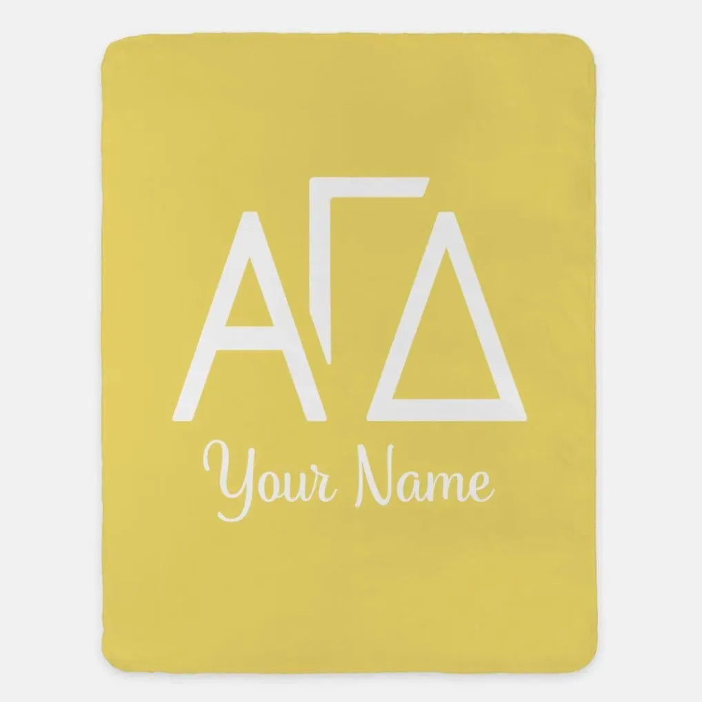 Personalized Alpha Gamma Delta XL 60x80 Sherpa Throw Blanket - Greek Letters Buff Throw Blankets