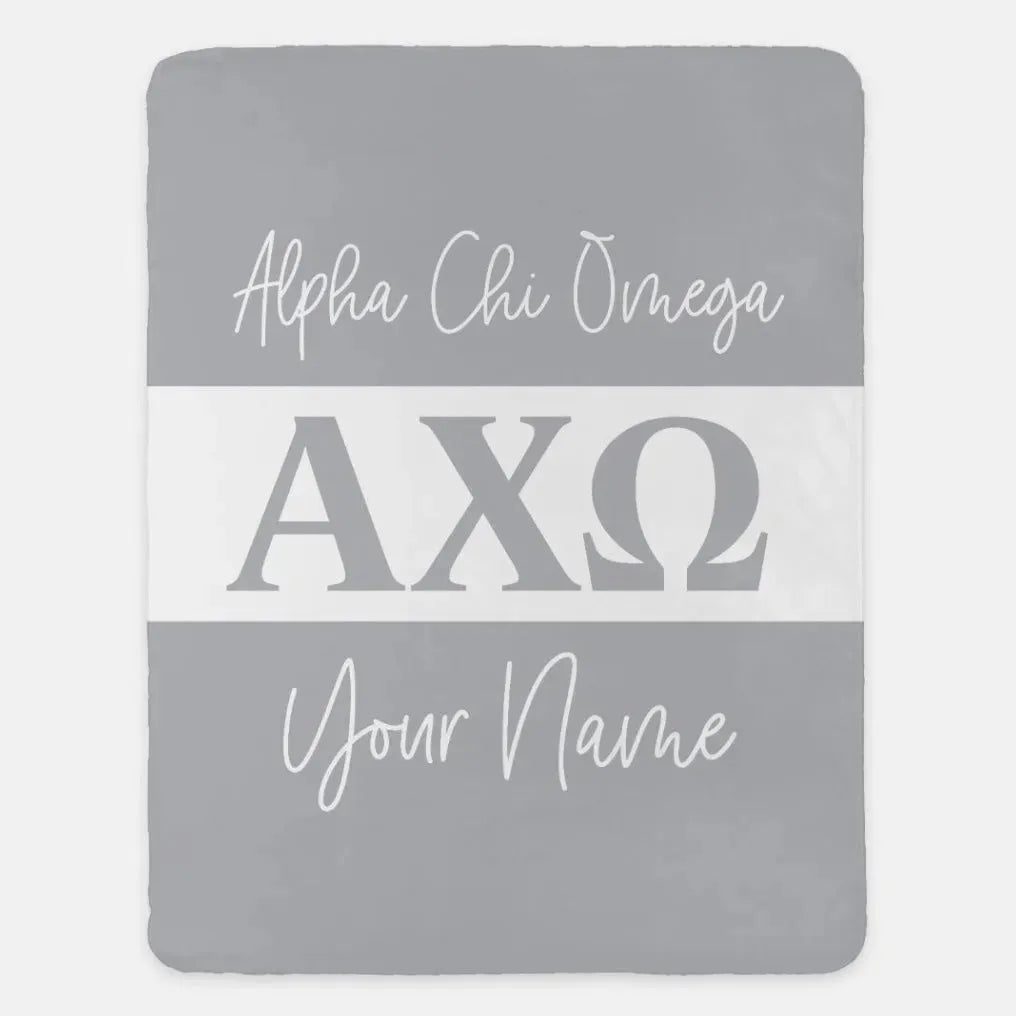 Personalized Alpha Chi Omega XL 60x80 Sherpa Blanket - Stripe Chord Throw Blankets