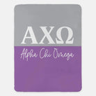 Alpha Chi Omega XL 60x80 Sherpa Throw Blanket Blanket - Color Block Chord Iris Throw Blankets