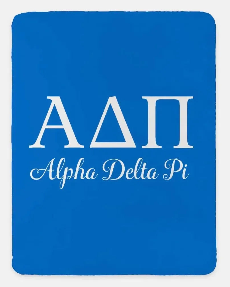 Alpha Delta Pi XL 60x80 Sherpa Throw Blanket Azure Throw Blankets