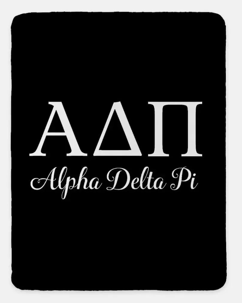Alpha Delta Pi XL 60x80 Sherpa Throw Blanket Black Throw Blankets