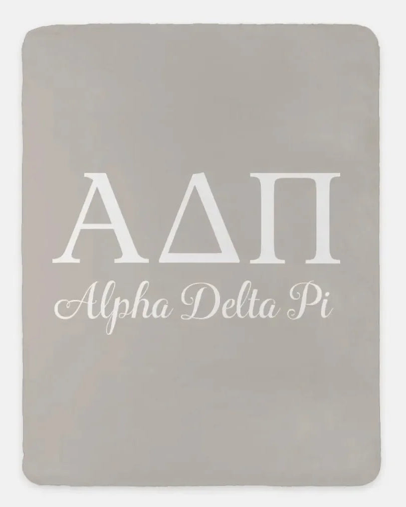 Alpha Delta Pi XL 60x80 Sherpa Throw Blanket Sand Throw Blankets