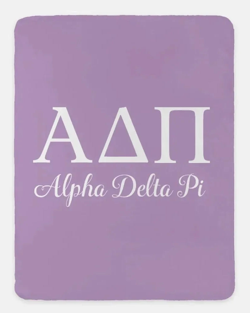 Alpha Delta Pi XL 60x80 Sherpa Throw Blanket Violet Throw Blankets