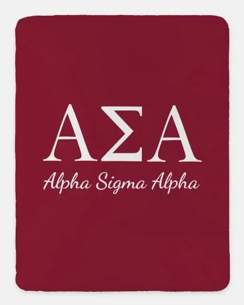 Alpha Sigma Alpha XL 60x80 Sherpa Blanket Crimson Throw Blankets