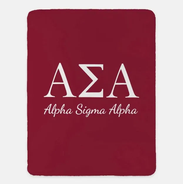 Alpha Sigma Alpha XL 60x80 Sherpa Blanket Crimson Throw Blankets