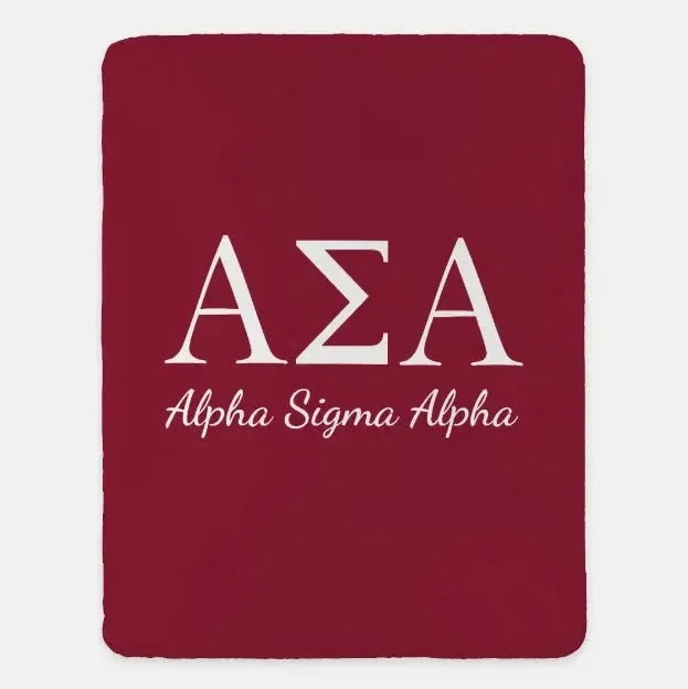 Alpha Sigma Alpha XL 60x80 Sherpa Blanket Crimson Throw Blankets