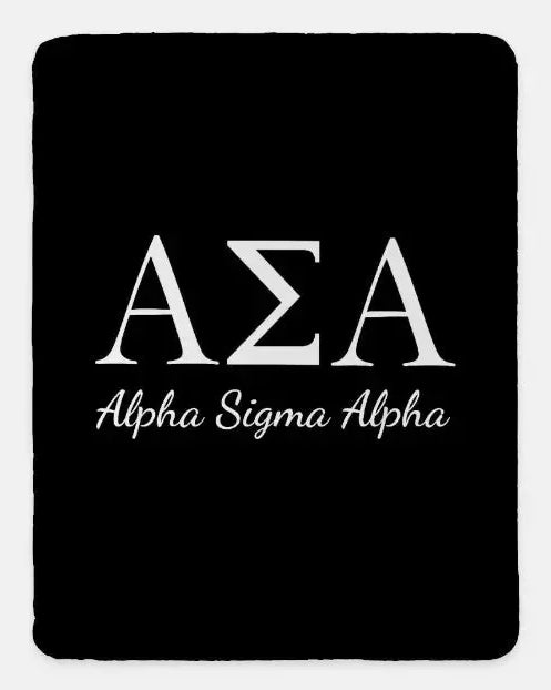 Alpha Sigma Alpha XL 60x80 Sherpa Blanket Black Throw Blankets