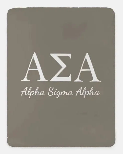 Alpha Sigma Alpha XL 60x80 Sherpa Blanket Tan Throw Blankets