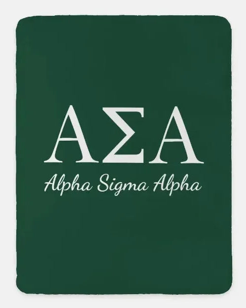 Alpha Sigma Alpha XL 60x80 Sherpa Blanket Green Throw Blankets