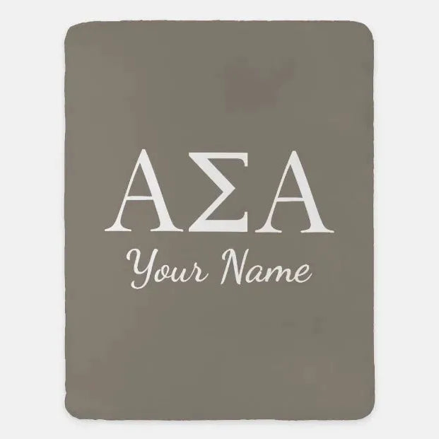 Personalized Alpha Sigma Alpha XL 60x80 Throw Blanket - Greek Letters Tan Throw Blankets
