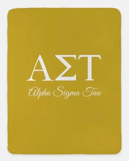 Alpha Sigma Tau XL 60x80 Sherpa Throw Blanket Gold Throw Blankets