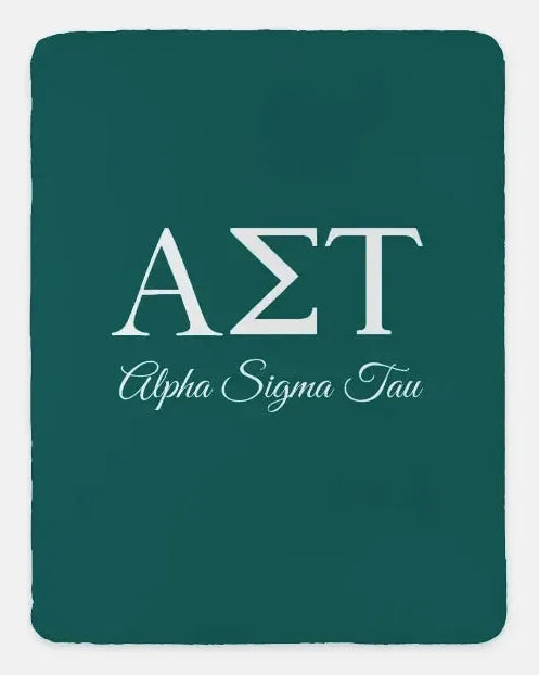 Alpha Sigma Tau XL 60x80 Sherpa Throw Blanket Green Throw Blankets