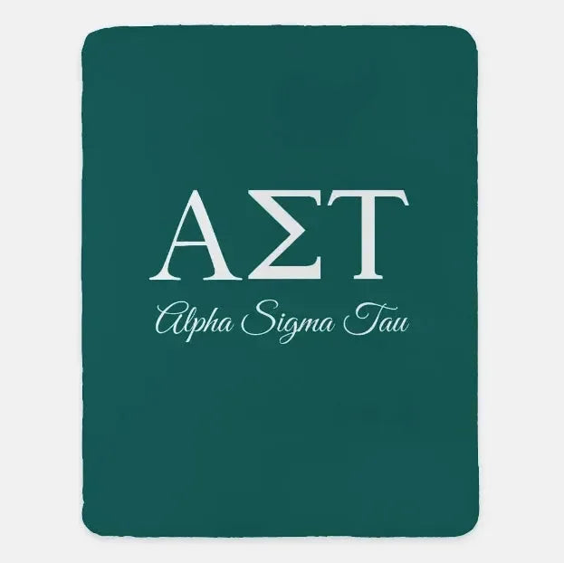 Alpha Sigma Tau XL 60x80 Sherpa Throw Blanket Green Throw Blankets