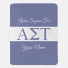 Personalized Alpha Sigma Tau XL 60x80 Throw Blanket - Greek Letters Purple Throw Blankets