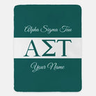 Personalized Alpha Sigma Tau XL 60x80 Throw Blanket - Greek Letters Green Throw Blankets
