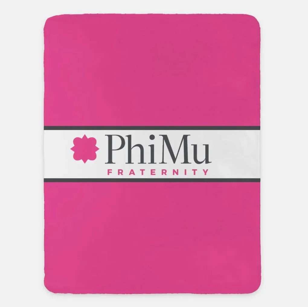 Phi Mu XL 60x80 Traditional Sherpa Blanket Pink Throw Blankets