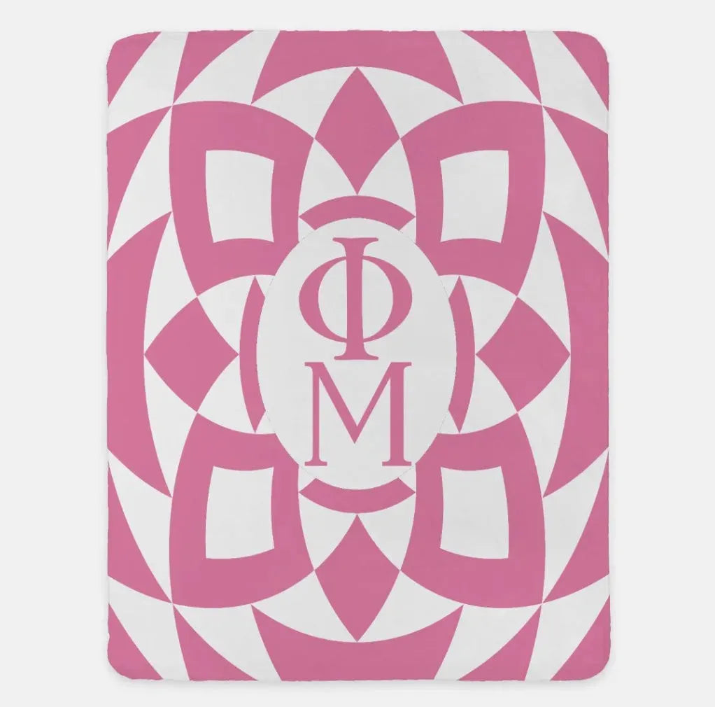 Phi Mu XL 60x80 Sherpa Throw Blanket Pink Tribal Blush Throw Blankets