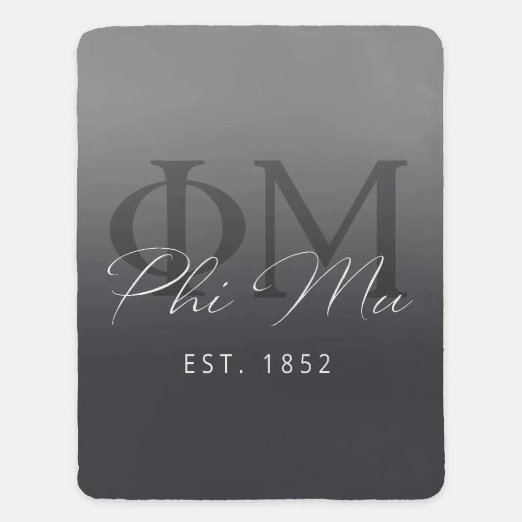 Phi Mu XL 60x80 Sherpa Blanket Gradient Charcoal Throw Blankets