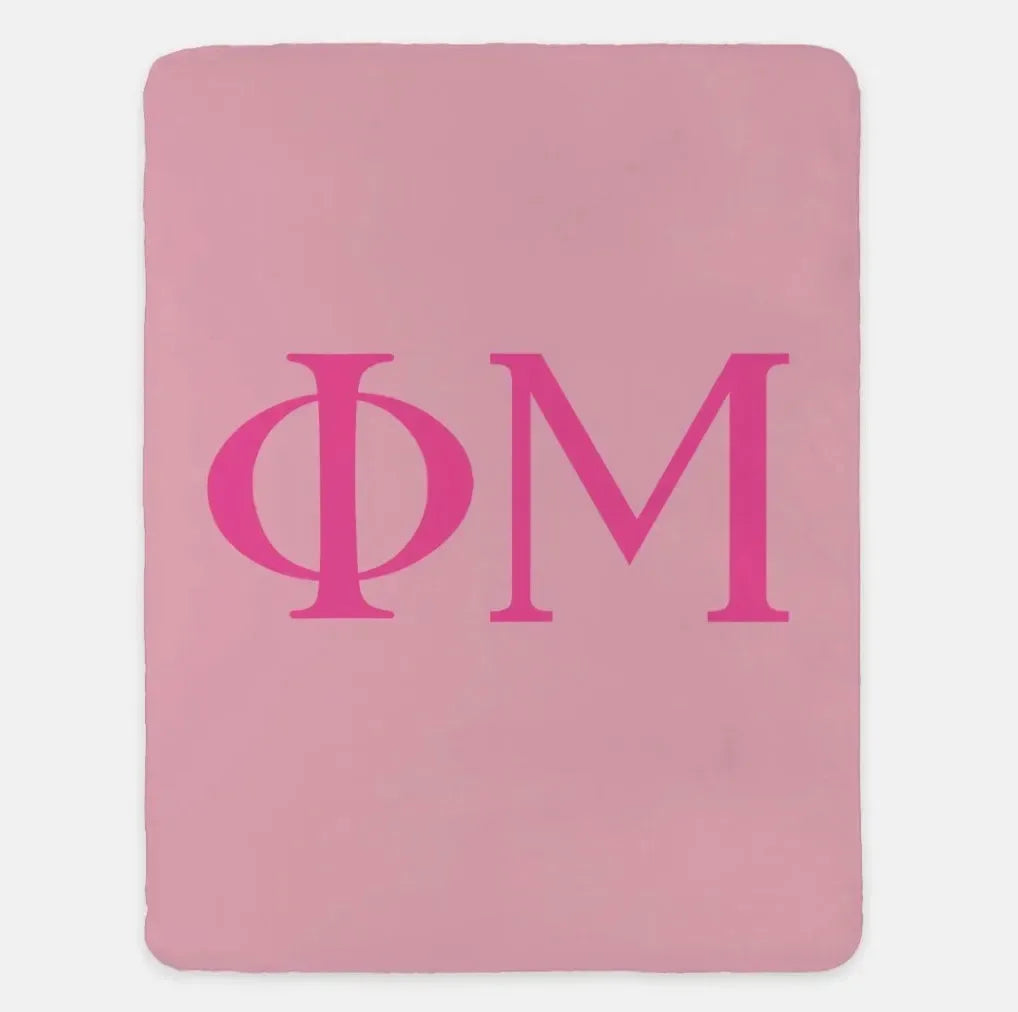 Phi Mu XL 60x80 Sherpa Throw Blanket Petals Pink
