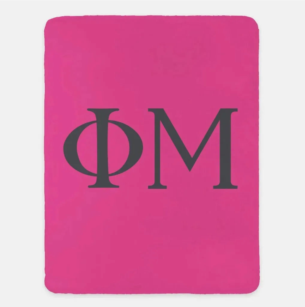 Phi Mu XL 60x80 Sherpa Throw Blanket Pink Charcoal Throw Blankets