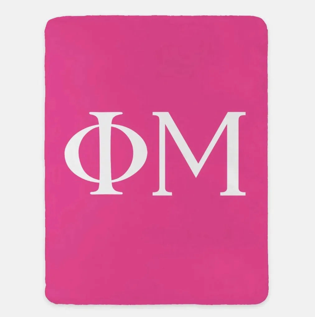 Phi Mu XL 60x80 Sherpa Throw Blanket Pink White Throw Blankets