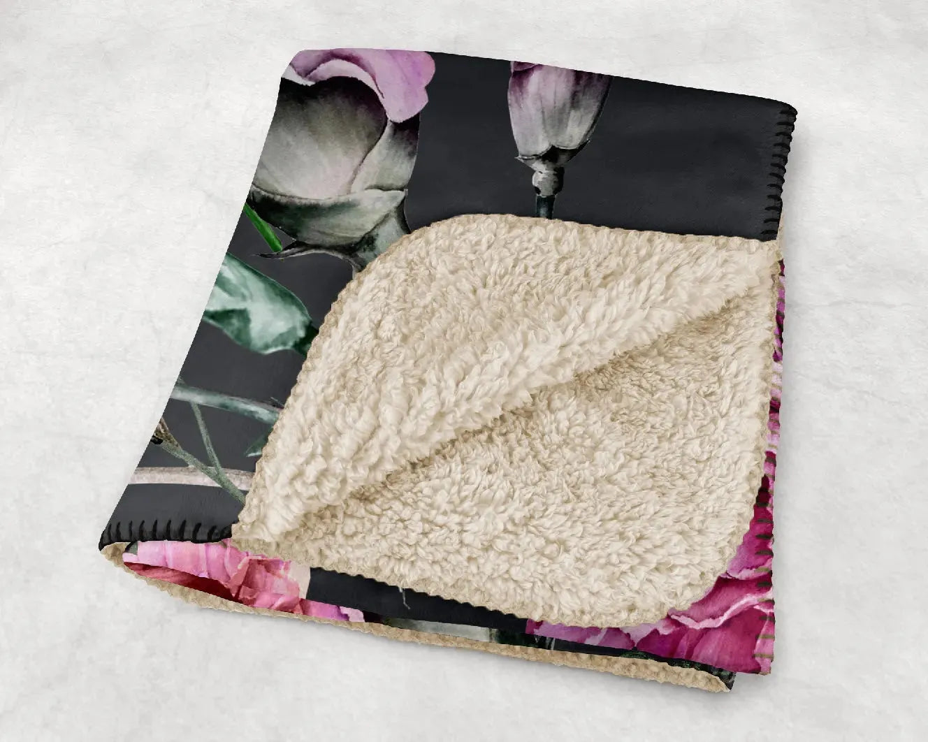 Phi Mu XL 60x80 Sherpa Blanket - Pink Carnations Throw Blankets