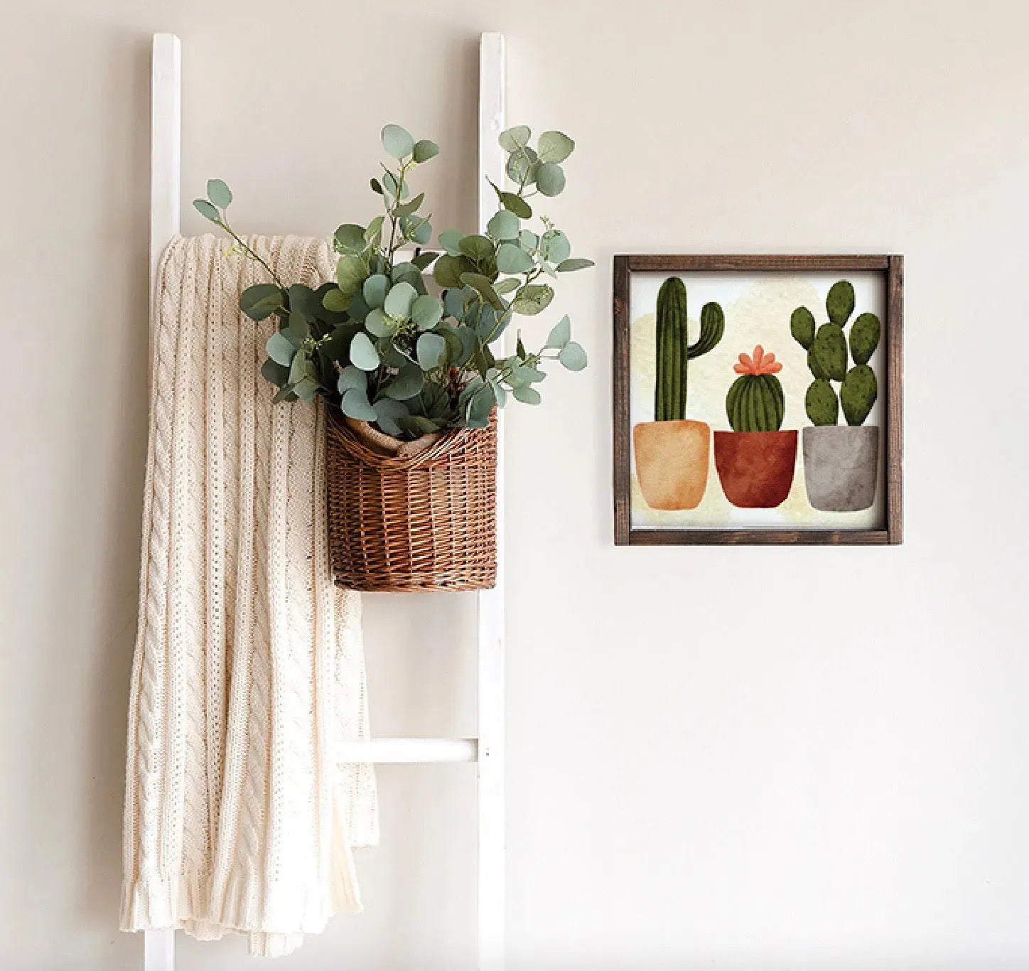 Cactus Art Framed Wood Sign - 12"x12" Wall Art & Signs