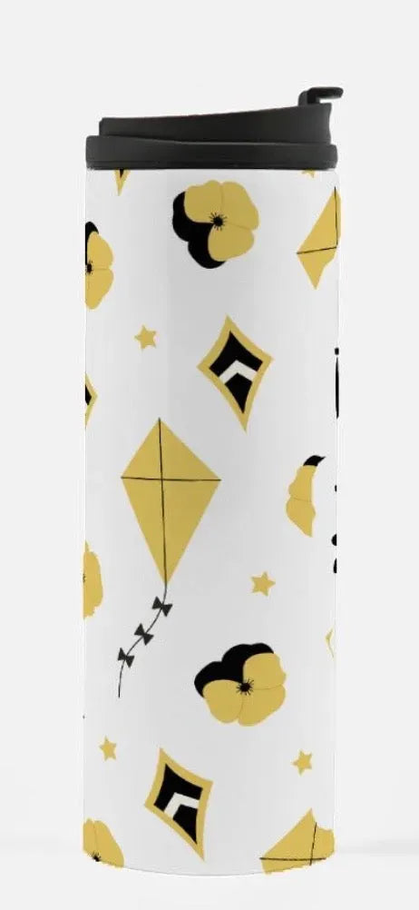 Kappa Alpha Theta Thermal Tumbler - Kite Pansy Pattern 16 oz. Drinkware