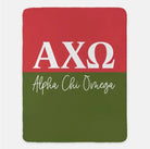 Alpha Chi Omega XL 60x80 Sherpa Throw Blanket Blanket - Color Block Scarlet Olive Throw Blankets