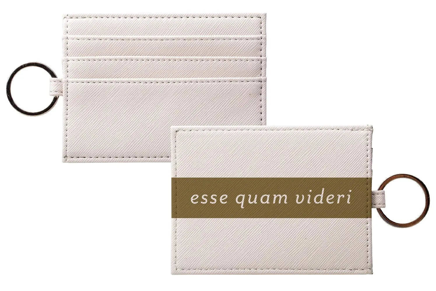 esse quam videri DPHIE Vegan Saffiano Leather Keychain Card Holder Gold Travel Wallet