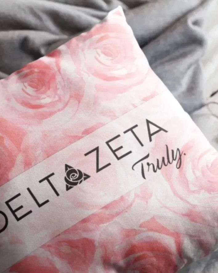 Delta Zeta 18" Roses Throw Pillow Cover Pillow Covers