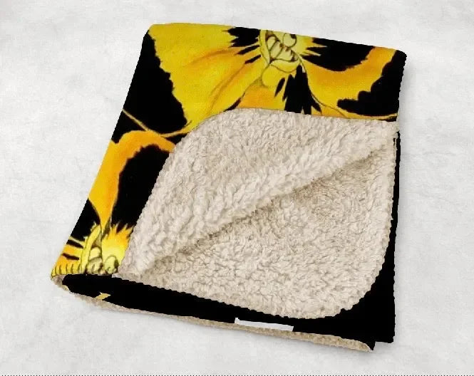 Kappa Alpha Theta XL 60x80 Sherpa Throw Blanket - Pansy Throw Blankets