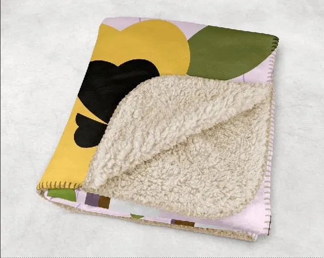 Kappa Alpha Theta XL 60x80 Sherpa Throw Blanket - Foundation Pansy Throw Blankets