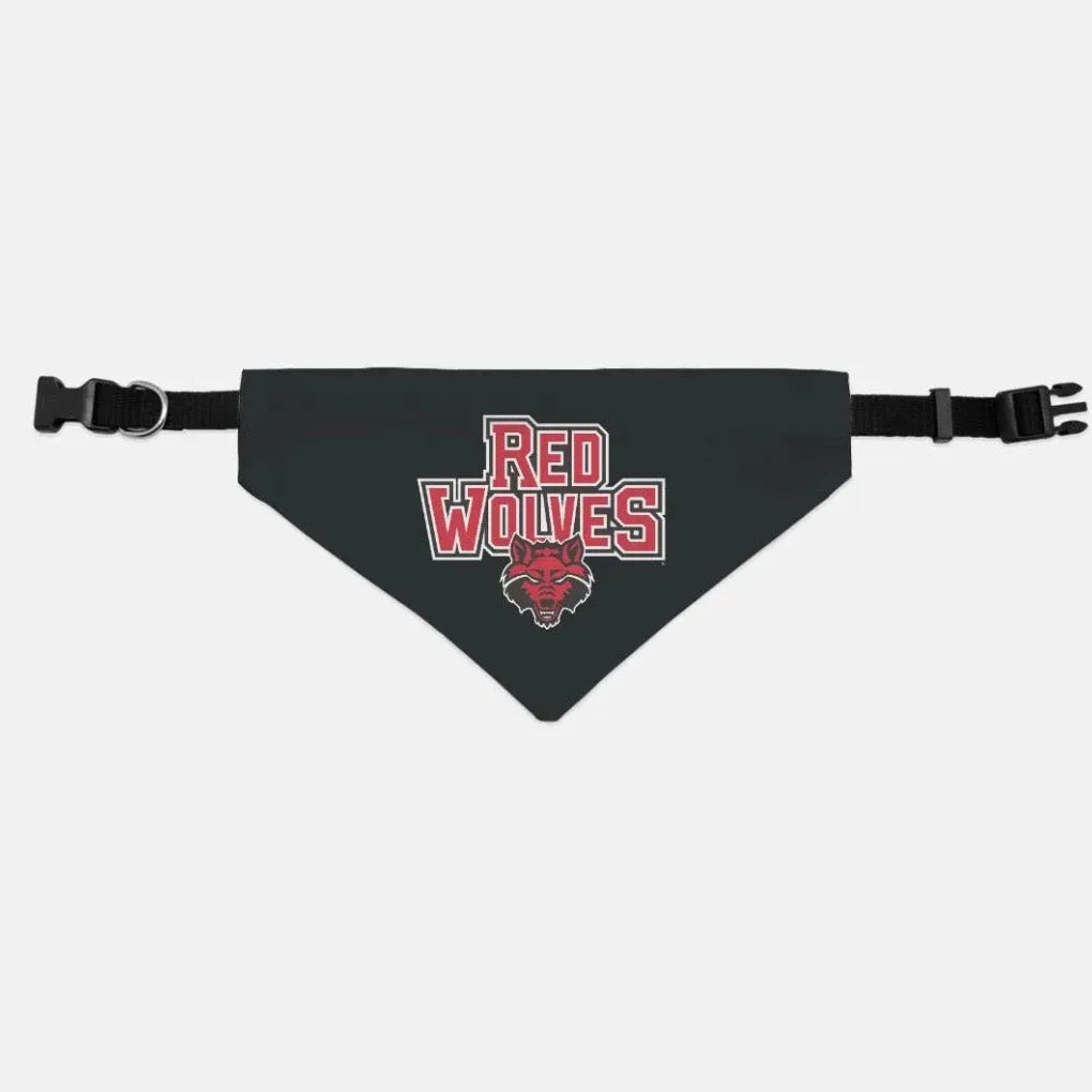 Arkansas State University Pet Bandana - Black Red Wolves Medium Pet Bandanas