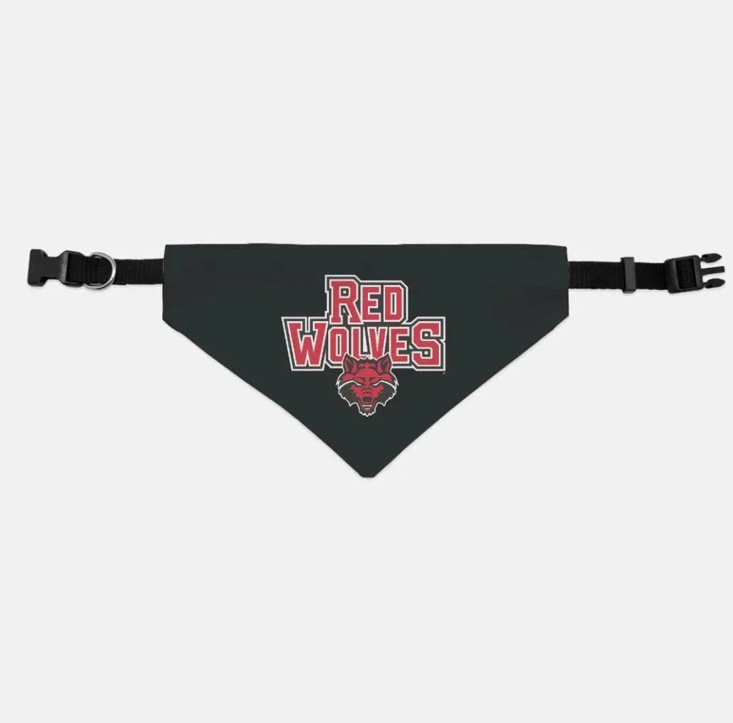 Arkansas State University Pet Bandana - Black Red Wolves Medium Pet Bandanas