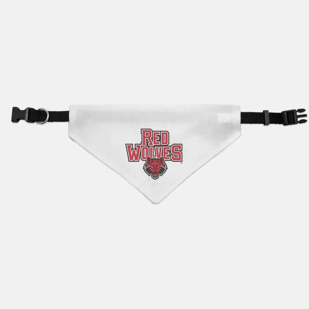 Arkansas State University Pet Bandana - White Red Wolves Pet Bandanas