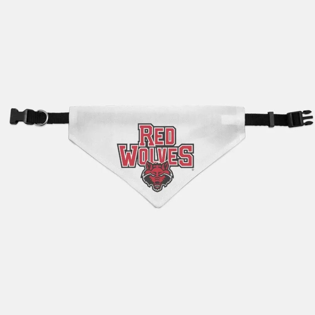 Arkansas State University Pet Bandana - White Red Wolves Pet Bandanas