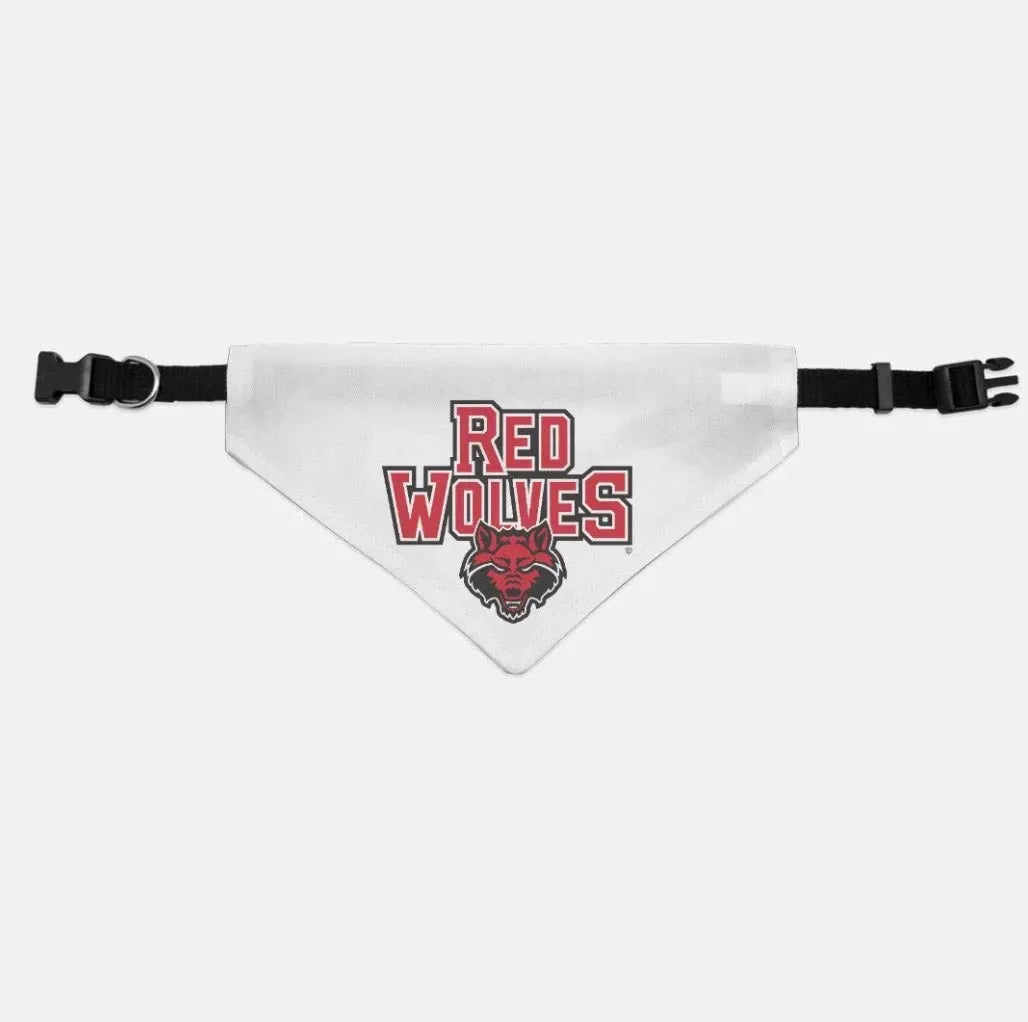 Arkansas State University Pet Bandana - White Red Wolves Pet Bandanas