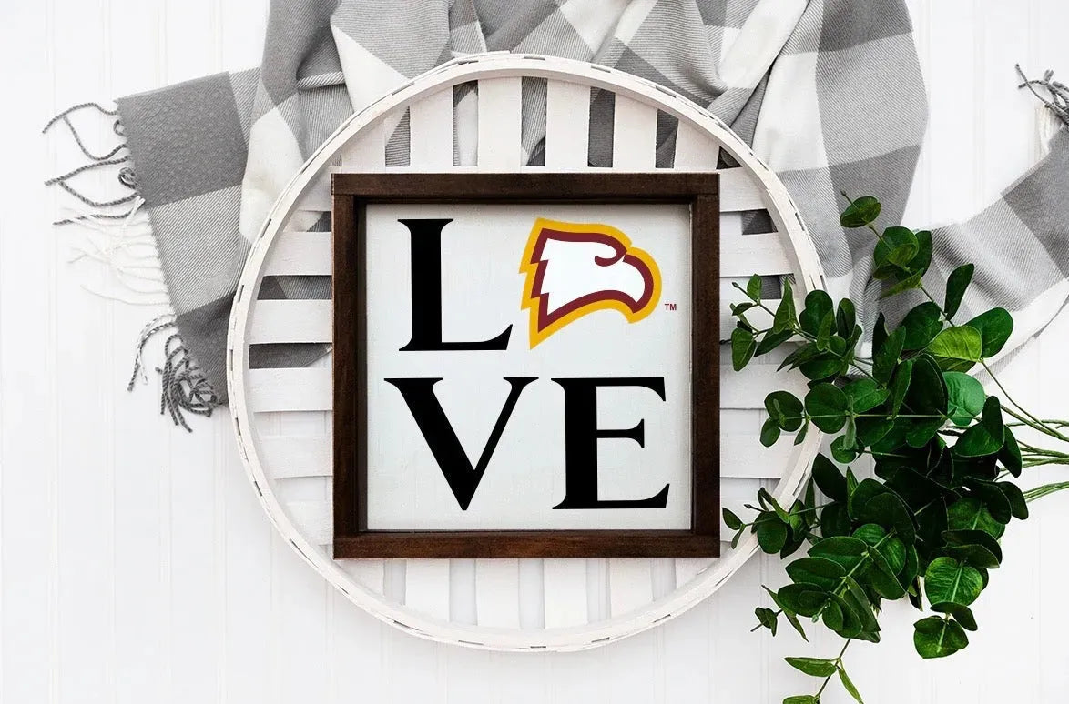 Winthrop University 12x12 Wood Framed Sign - "LOVE" Wall Art & Signs