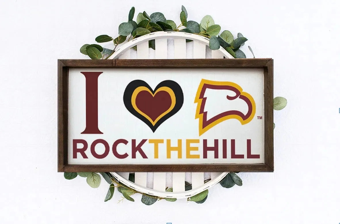Winthrop University Large 12x24 Wood Framed Sign - Rock the Hill Wall Art & Signs