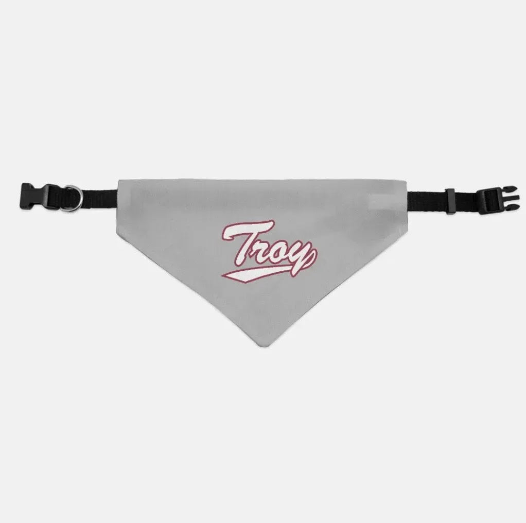 Troy Pet Bandana - Gray Script Small Pet Bandanas