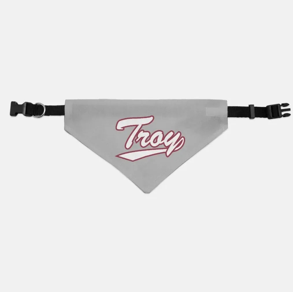 Troy Pet Bandana - Gray Script Medium Pet Bandanas