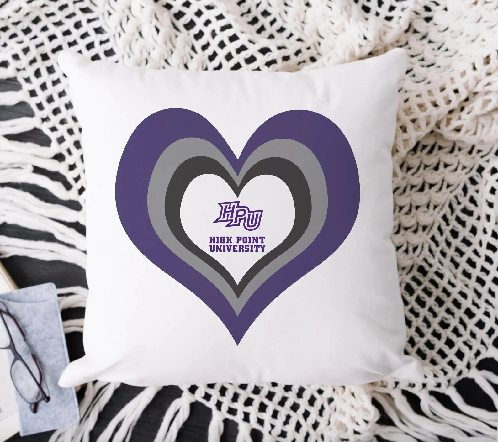 High Point University Heart Throw Pillow Cover 18" Pillow Covers