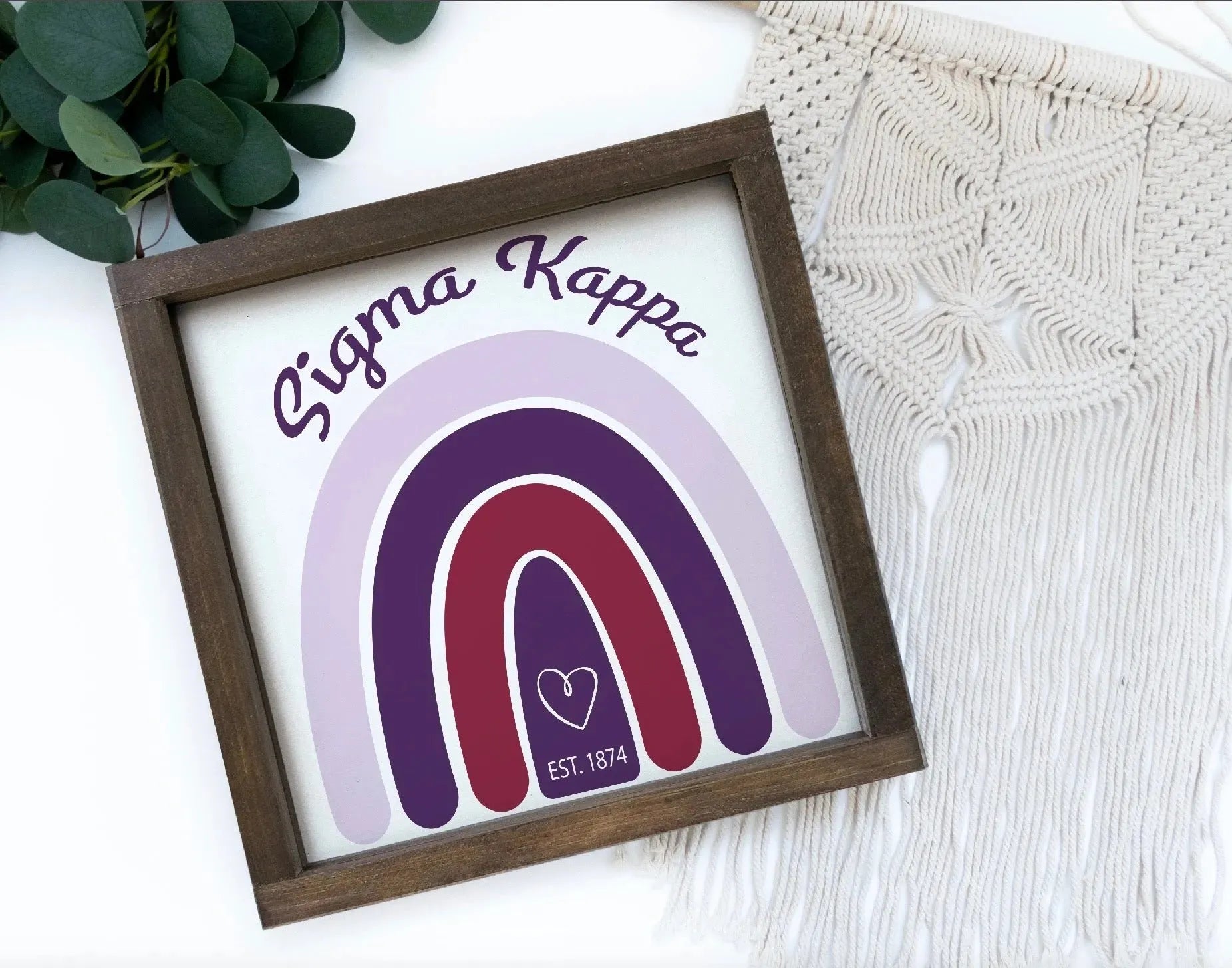 Sigma Kappa 12x12 Rainbow Wood Framed Sign Wall Art & Signs