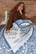 Pi Phi XL 60x80 Sherpa Throw Blanket - Mandala Heart Angel Wing Throw Blankets