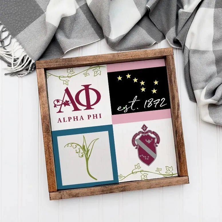 Alpha Phi 12x12 Classic Color Block Wood Framed Sign Wall Art & Signs